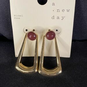 A New Day Gold-tone Open Rectangle Design Pierced Earrings. NWT